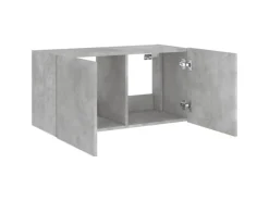 vidaXL TV-Wandschrank mit LED-Leuchten Betongrau 80x35x41 cm