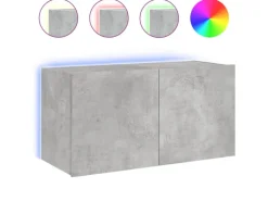 vidaXL TV-Wandschrank mit LED-Leuchten Betongrau 80x35x41 cm