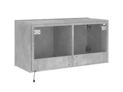 vidaXL TV-Wandschrank mit LED-Leuchten Betongrau 80x35x41 cm