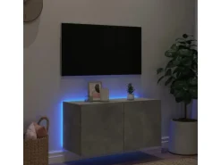 vidaXL TV-Wandschrank mit LED-Leuchten Betongrau 80x35x41 cm