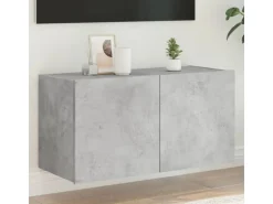 vidaXL TV-Wandschrank mit LED-Leuchten Betongrau 80x35x41 cm
