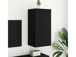 vidaXL TV-Wandschrank mit LED-Leuchten Schwarz 40,5x35x80 cm