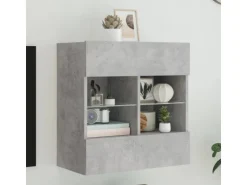 vidaXL TV-Wandschrank mit LED-Leuchten Betongrau 58,5x30x60,5 cm