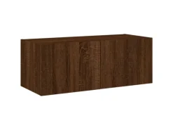 vidaXL TV-Wandschrank mit LED-Leuchten Braun Eichen-Optik 80x35x31 cm