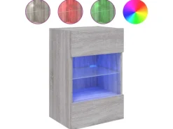 vidaXL TV-Wandschrank mit LED-Leuchten Grau Sonoma 40x30x60,5 cm
