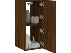 vidaXL TV-Wandschrank mit LED-Leuchten Braun Eichen-Optik 30,5x35x70cm