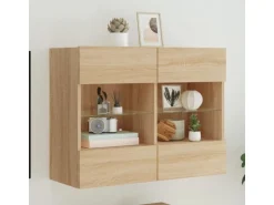 vidaXL TV-Wandschrank mit LED-Leuchten Sonoma-Eiche 78,5x30x60,5 cm