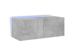 vidaXL TV-Wandschrank mit LED-Leuchten Betongrau 80x35x31 cm