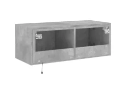 vidaXL TV-Wandschrank mit LED-Leuchten Betongrau 80x35x31 cm
