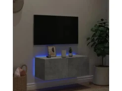 vidaXL TV-Wandschrank mit LED-Leuchten Betongrau 80x35x31 cm