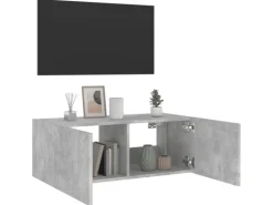 vidaXL TV-Wandschrank mit LED-Leuchten Betongrau 80x35x31 cm