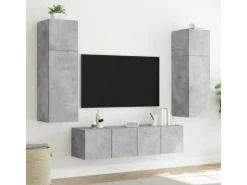 vidaXL TV-Wandschrank mit LED-Leuchten Betongrau 80x35x31 cm