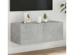 vidaXL TV-Wandschrank mit LED-Leuchten Betongrau 80x35x31 cm