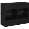 vidaXL TV-Wandschrank mit LED-Leuchten Schwarz 78,5x30x60,5 cm