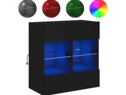 vidaXL TV-Wandschrank mit LED-Leuchten Schwarz 58,5x30x60,5 cm