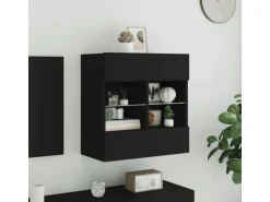 vidaXL TV-Wandschrank mit LED-Leuchten Schwarz 58,5x30x60,5 cm