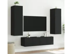 vidaXL TV-Wandschrank mit LED-Leuchten Schwarz 60x35x41 cm