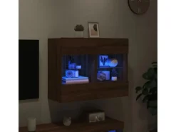 vidaXL TV-Wandschrank mit LED-Leuchten Braun Eichen-Optik 2