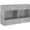 vidaXL TV-Wandschrank mit LED-Leuchten Betongrau 98,5x30x60,5 cm