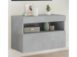 vidaXL TV-Wandschrank mit LED-Leuchten Betongrau 60x30x40 cm