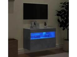 vidaXL TV-Wandschrank mit LED-Leuchten Betongrau 60x30x40 cm
