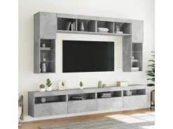 vidaXL TV-Wandschrank mit LED-Leuchten Betongrau 60x30x40 cm