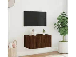 vidaXL TV-Wandschrank mit LED-Leuchten Braun Eichen-Optik 60x35x31 cm