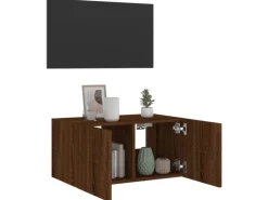 vidaXL TV-Wandschrank mit LED-Leuchten Braun Eichen-Optik 60x35x31 cm
