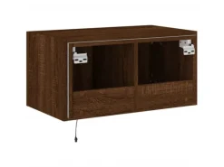 vidaXL TV-Wandschrank mit LED-Leuchten Braun Eichen-Optik 60x35x31 cm