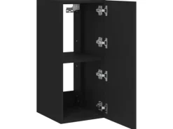 vidaXL TV-Wandschrank mit LED-Leuchten Schwarz 30,5x35x70 cm