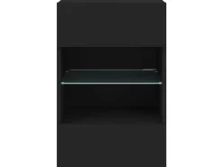 vidaXL TV-Wandschrank mit LED-Leuchten Schwarz 40x30x60,5 cm
