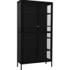 vidaXL Vitrine Schwarz 90x40x180 cm Stahl und Gehärtetes Glas
