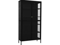 vidaXL Vitrine Schwarz 90x40x180 cm Stahl und Gehärtetes Glas