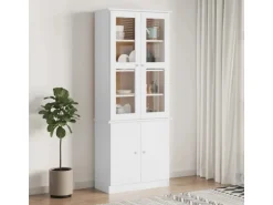 vidaXL Vitrinenschrank ALTA Weiß 77x35x186,5 cm Massivholz Kiefer 353950