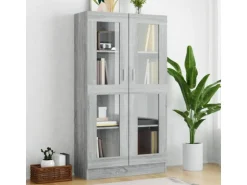 vidaXL Vitrinenschrank Grau Sonoma 82,5x30,5x150 cm Holzwerkstoff