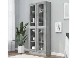 vidaXL Vitrinenschrank Grau Sonoma 82,5x30,5x185,5 cm Holzwerkstoff