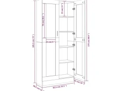 vidaXL Vitrinenschrank Grau Sonoma 82,5x30,5x185,5 cm Holzwerkstoff