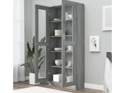vidaXL Vitrinenschrank Grau Sonoma 82,5x30,5x185,5 cm Holzwerkstoff