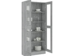 vidaXL Vitrinenschrank Grau Sonoma 82,5x30,5x185,5 cm Holzwerkstoff