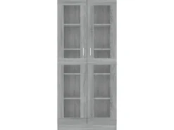 vidaXL Vitrinenschrank Grau Sonoma 82,5x30,5x185,5 cm Holzwerkstoff