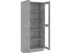 vidaXL Vitrinenschrank Grau Sonoma 82,5x30,5x185,5 cm Holzwerkstoff