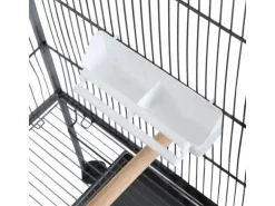 vidaXL Vogelkäfig mit Dach Stahl Schwarz 66x66x155 cm
