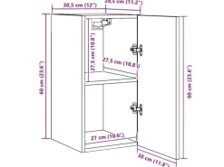 vidaXL Wand TV Schrank Schwarz Eichen-Optik 30,5 x 30 x 60 cm 875069