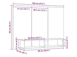 vidaXL Wand TV Schrank Schwarz Eichen-Optik 120 x 23,5 x 90 cm 875187