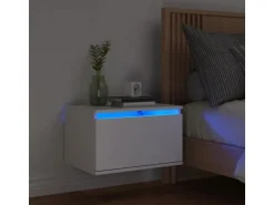 vidaXL Wand-Nachttisch mit LED-Leuchten Weiß Modell 4