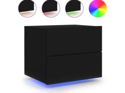 vidaXL Wand-Nachttisch mit LED-Leuchten Schwarz Modell 4