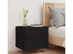 vidaXL Wand-Nachttisch mit LED-Leuchten Schwarz Modell 4