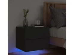 vidaXL Wand-Nachttisch mit LED-Leuchten Schwarz Modell 4