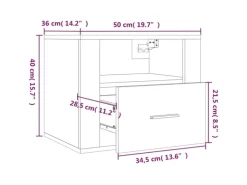 vidaXL Wand-Nachttische 2 Stk Betongrau 50x36x40 cm