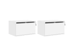 vidaXL Wand-Nachttische mit LED-Leuchten 2 Stk Weiß Modell 4